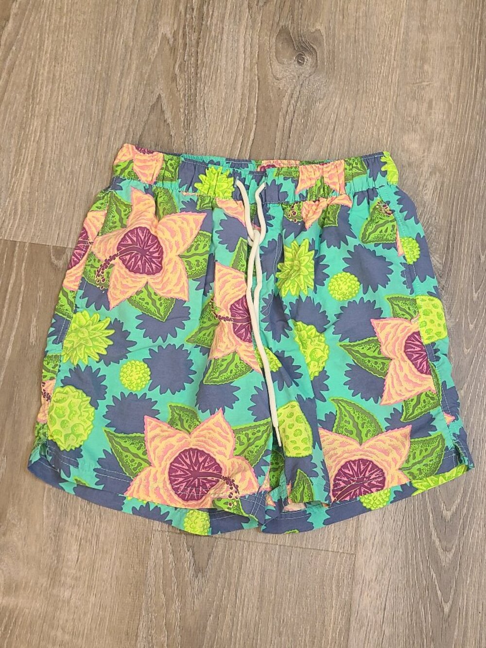 Urban Outfitters Mens Floral Abstract Swim Trunks Mesh Lining Shorts- Size S